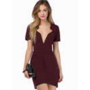 Tobi mini burgundy dress with black piping. Size S